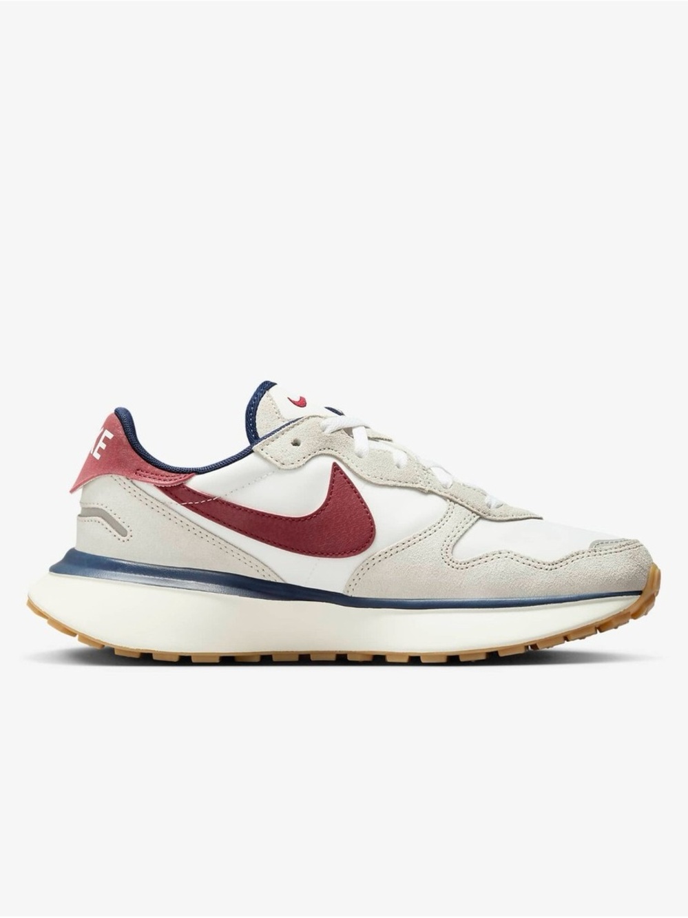 Nike Phoenix Waffle Retro Runner Sneaker - White, Cream, Burgundy & Navy